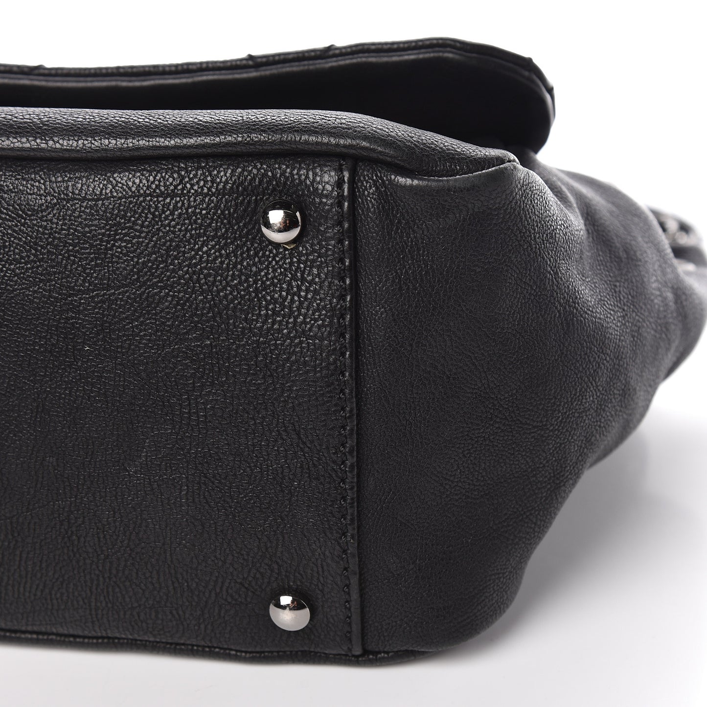 Calfskin Diamond Stitch Accordion Flap Black