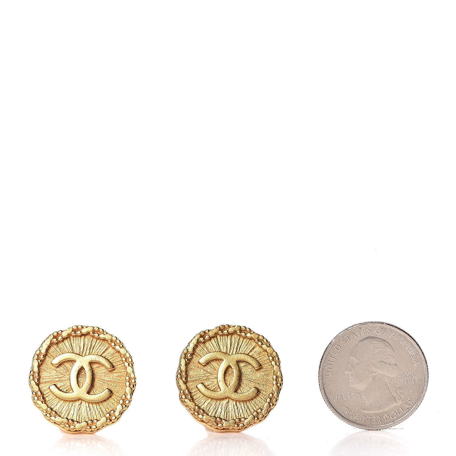 Chanel CC Button Clip On Earrings Gold 2 of 4