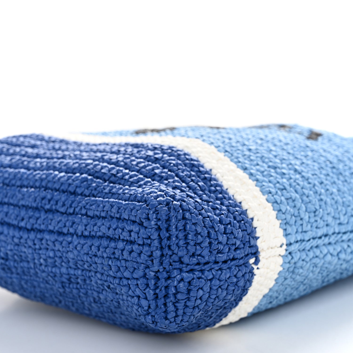 Prada Yarn Raffia Effect Crochet Small Logo Tote Celeste Blue 9 of 10