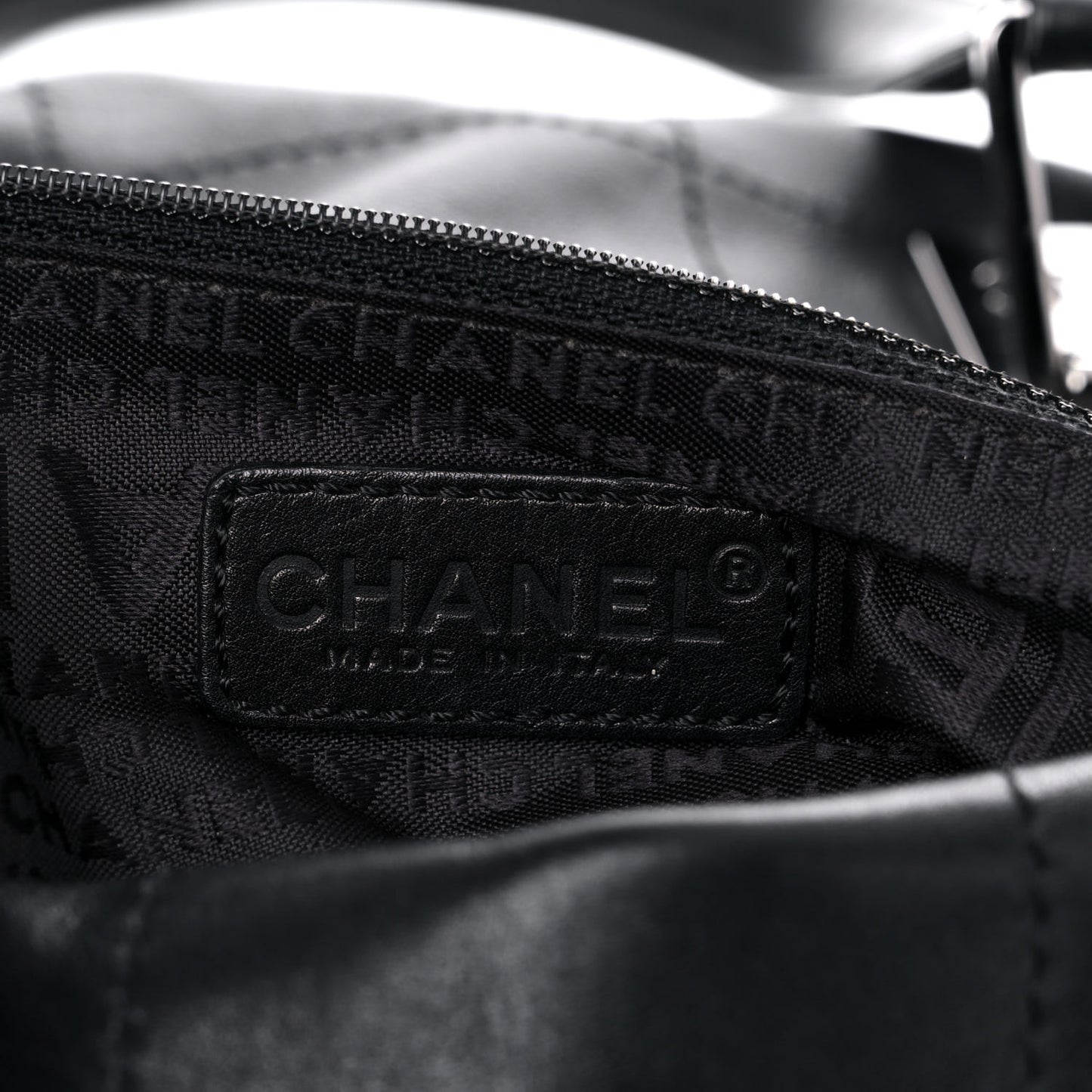 Lambskin Square Stitched Large Tote Black