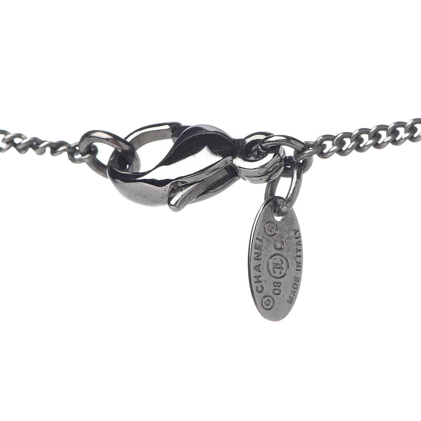 Crystal CC Crown Pendant Necklace Silver