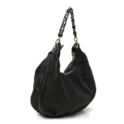 Fendi Crinkled Lambskin Mia Hobo Black 3 of 12