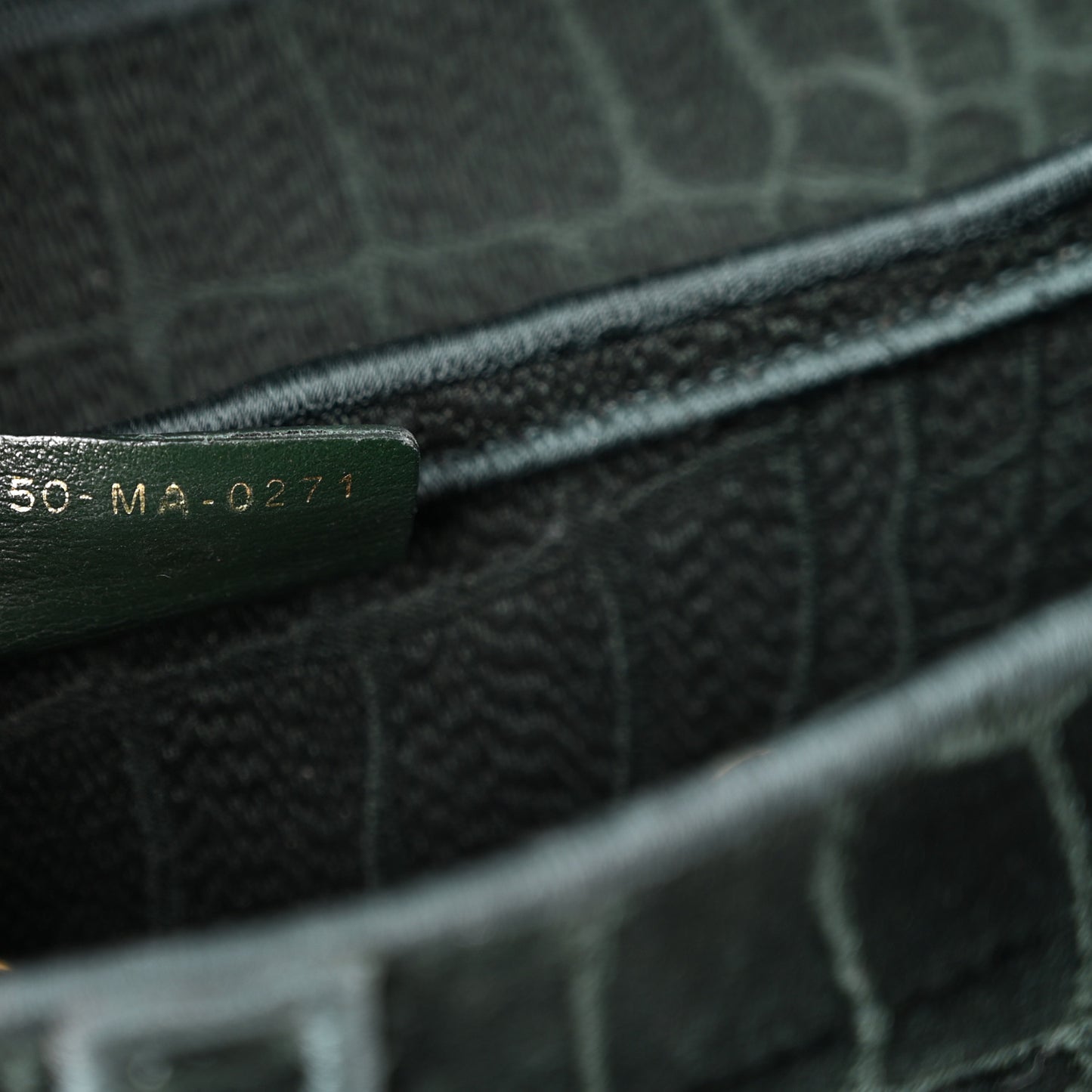 Velvet Crocodile Effect Saddle Bag Green