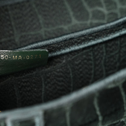 Christian Dior Velvet Crocodile Effect Saddle Bag Green 7 of 10