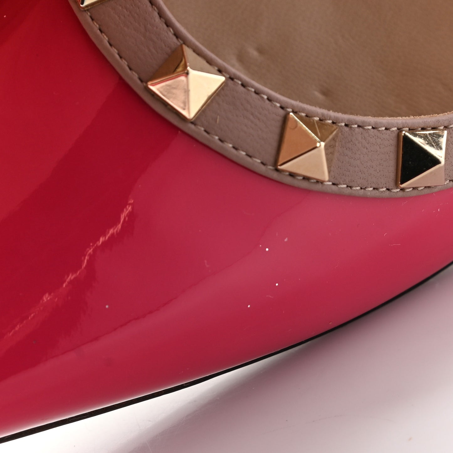 Patent Nappa Rockstud Ballerina Flats 38 Deep Fuxia Poudre