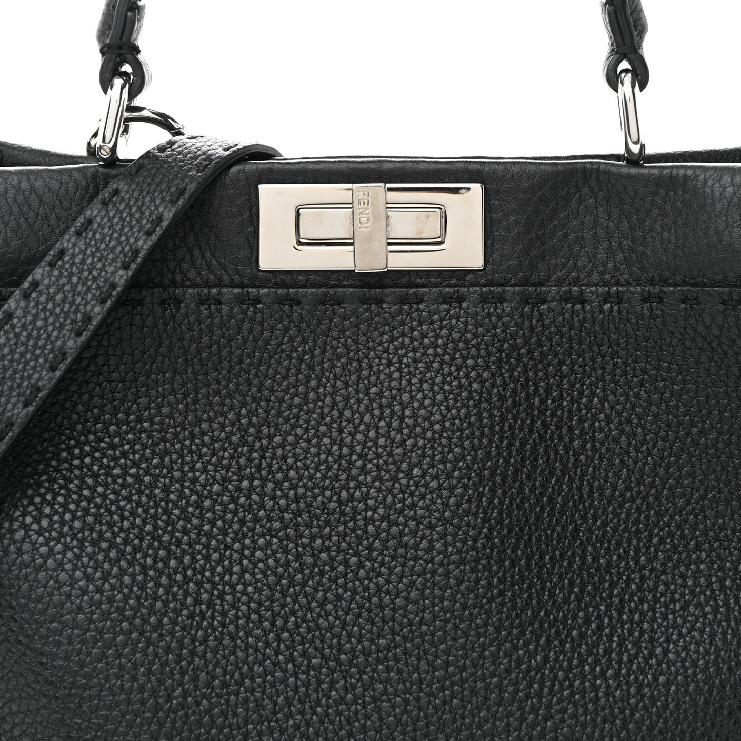 Cuoio Romano Selleria Bi-Color Medium Peekaboo Iconic Satchel Black Mou