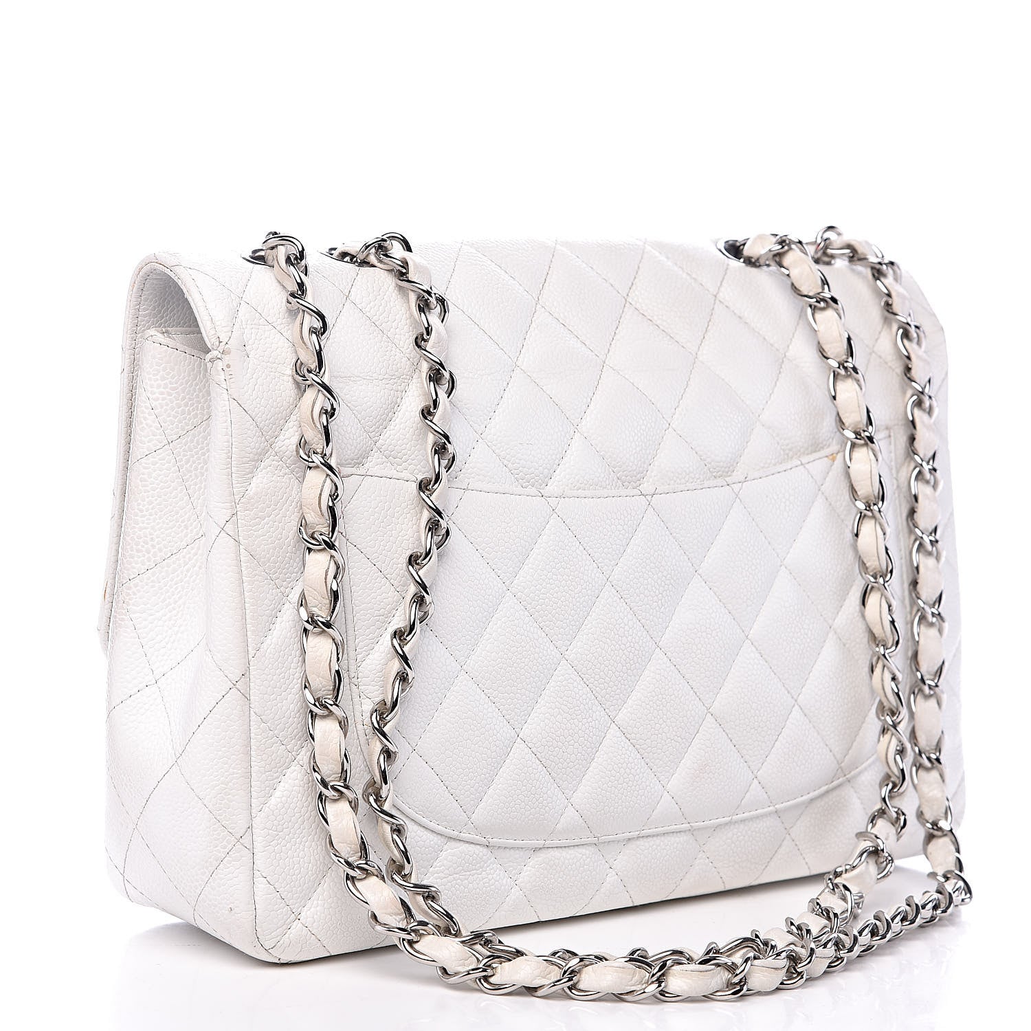 Chanel Caviar Quilted Jumbo Single Flap White 3 of 22