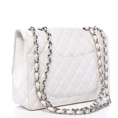 Chanel Caviar Quilted Jumbo Single Flap White 3 of 22