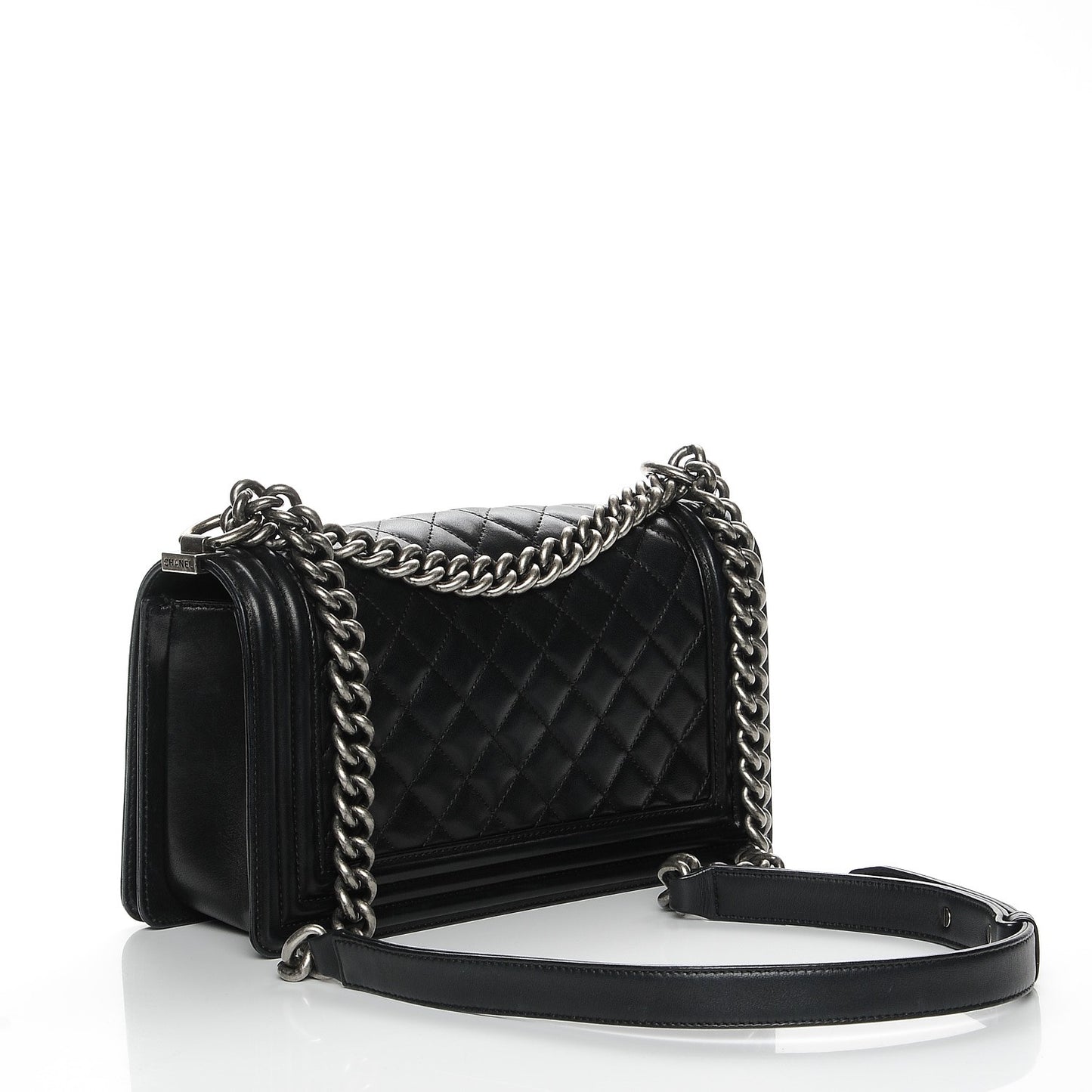 Lambskin Quilted Medium Boy Flap Black