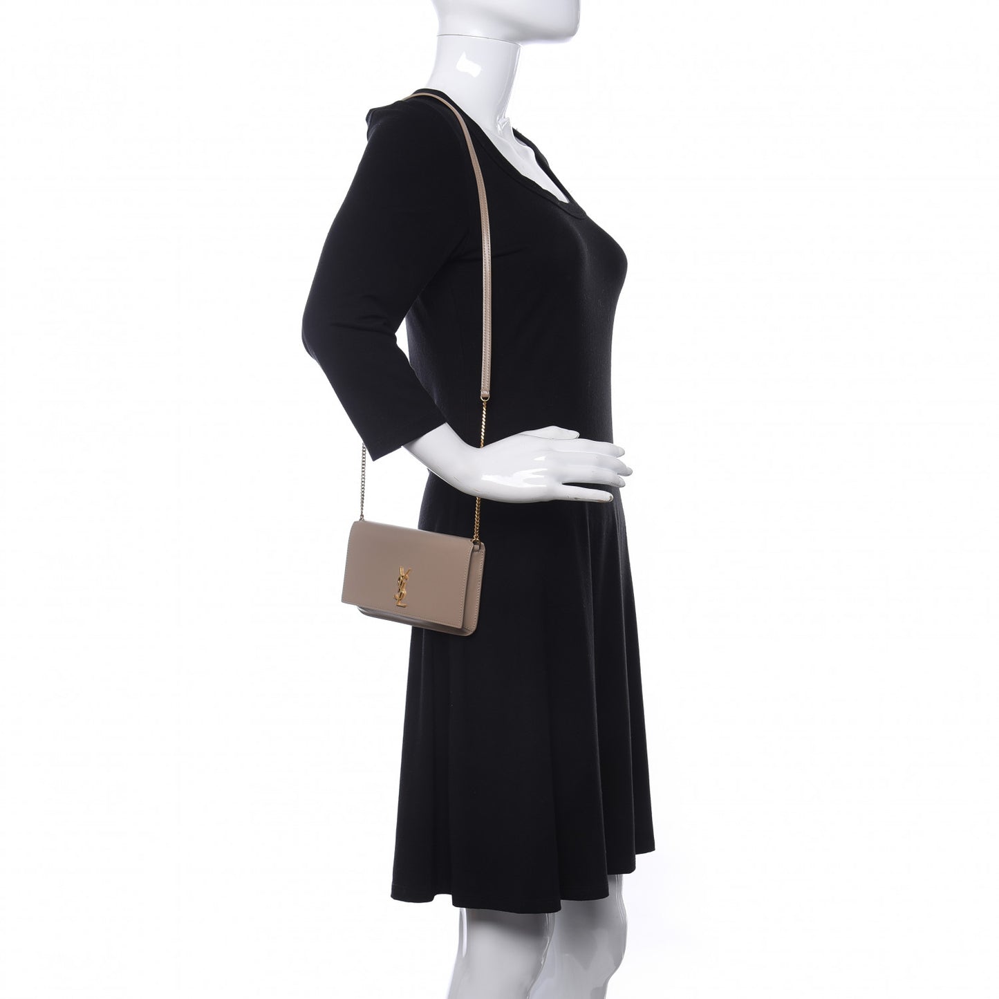 Smooth Calfskin Monogram Phone Holder Crossbody Dark Beige
