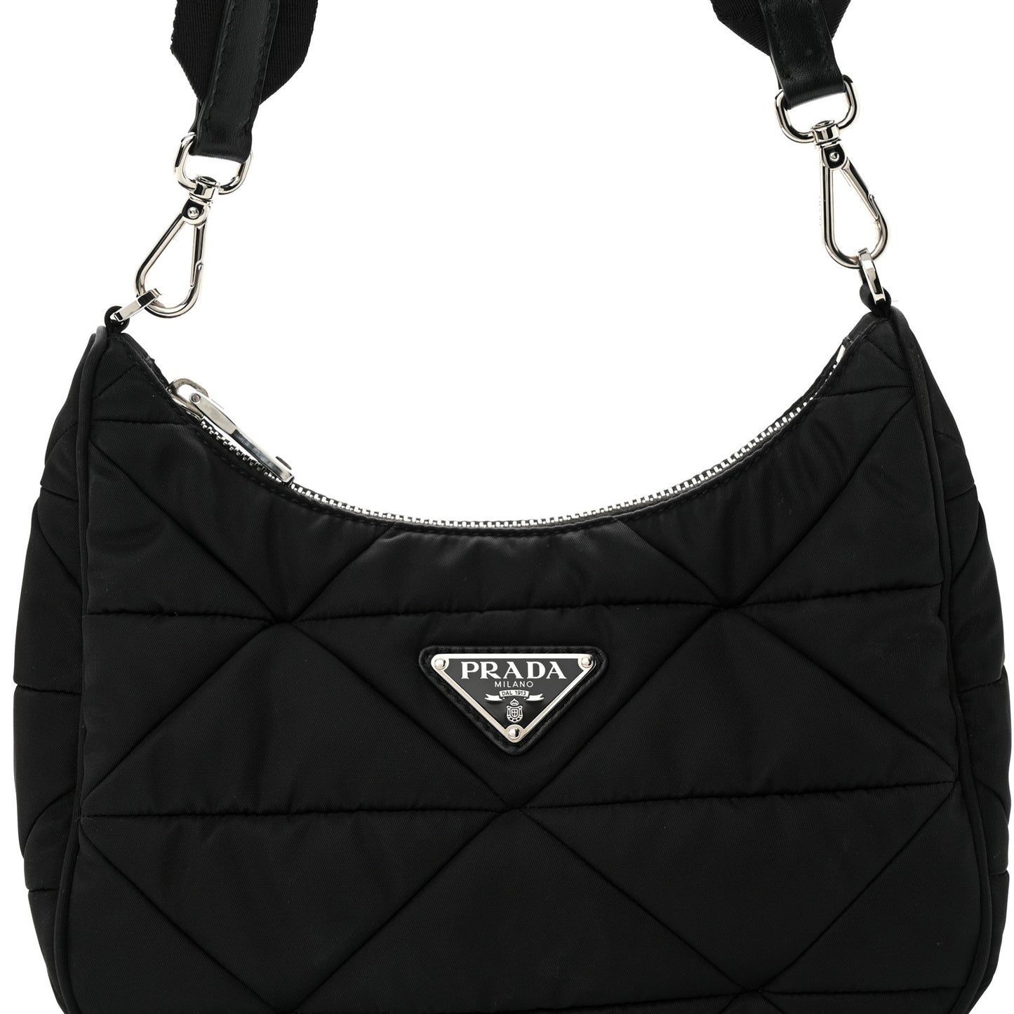 Re-Nylon Triangle Padded Patchwork Shoulder Bag Black