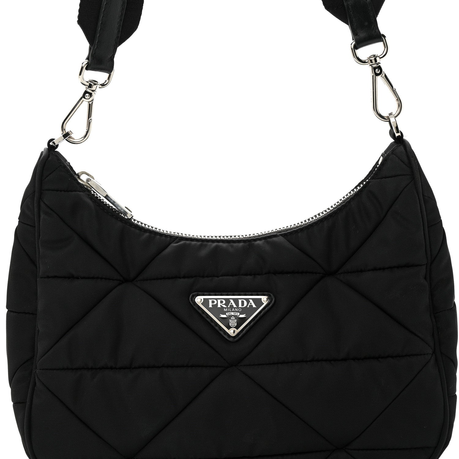 Prada Re-Nylon Triangle Padded Patchwork Shoulder Bag Black 7 of 11