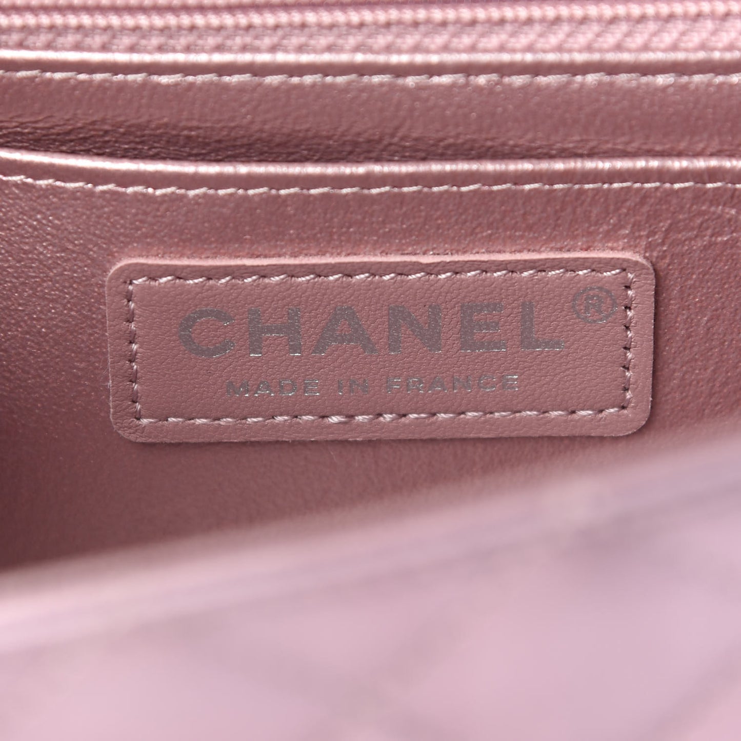 Metallic Calfskin Quilted Mini Rectangular Flap Pink