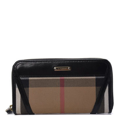 Burberry House Check Bridle Calfskin Ziggy Zip Around Wallet Black 1 of 7