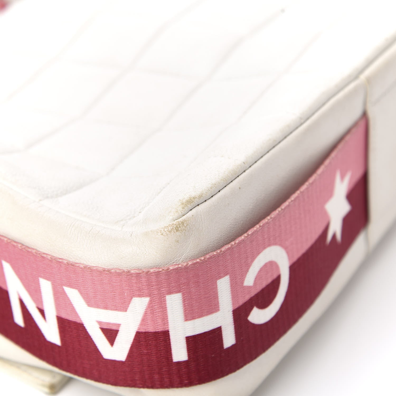 Chanel Lambskin Square Stitched Sport Flap White Red 13 of 15