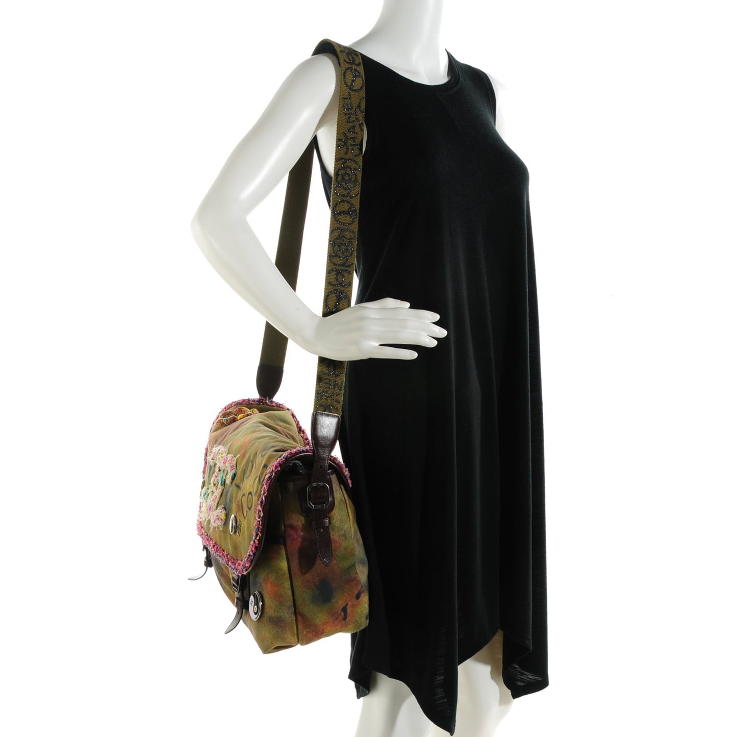 Washed Toile Large Graffiti On The Pavements Messenger Khaki Multicolor