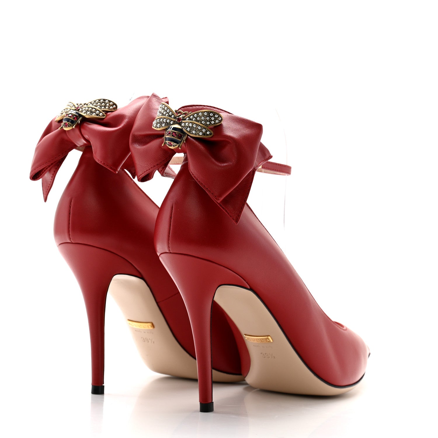 Gucci Nappa Queen Margaret Pumps 39.5 Hibiscus Red 4 of 10
