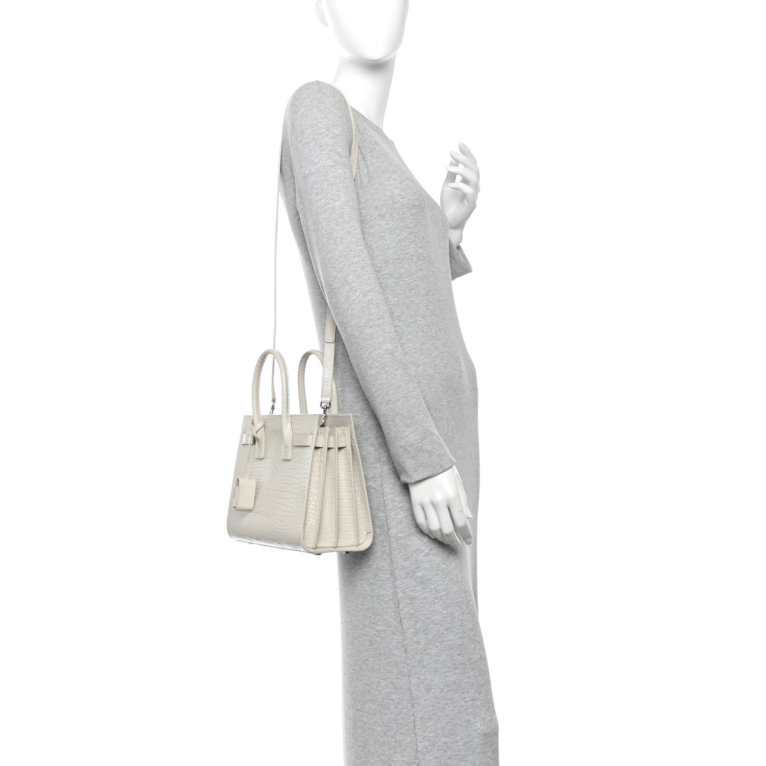 Saint Laurent Calfskin Crocodile Embossed Baby Sac De Jour Crema Soft 2 of 9