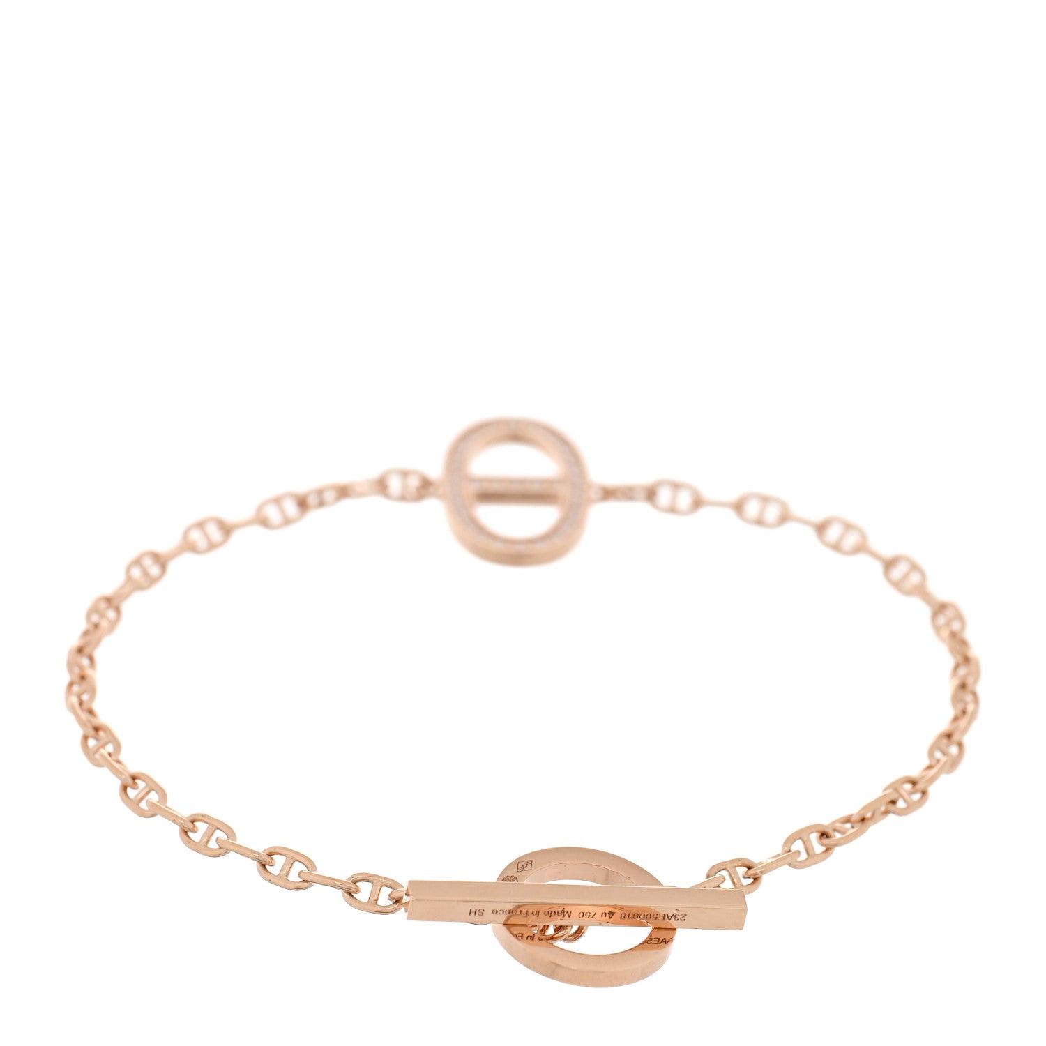 Hermes 18K Rose Gold Diamond Chaine D'Ancre Contour Bracelet 2 of 4