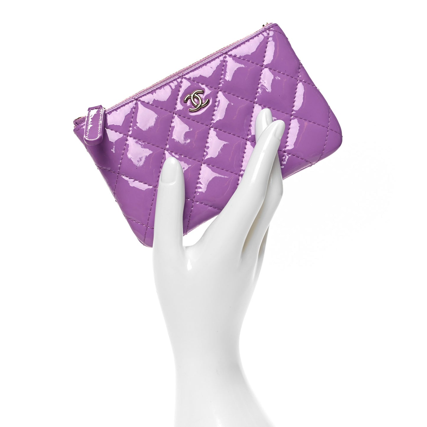 Patent Quilted Small Cosmetic Case Purple