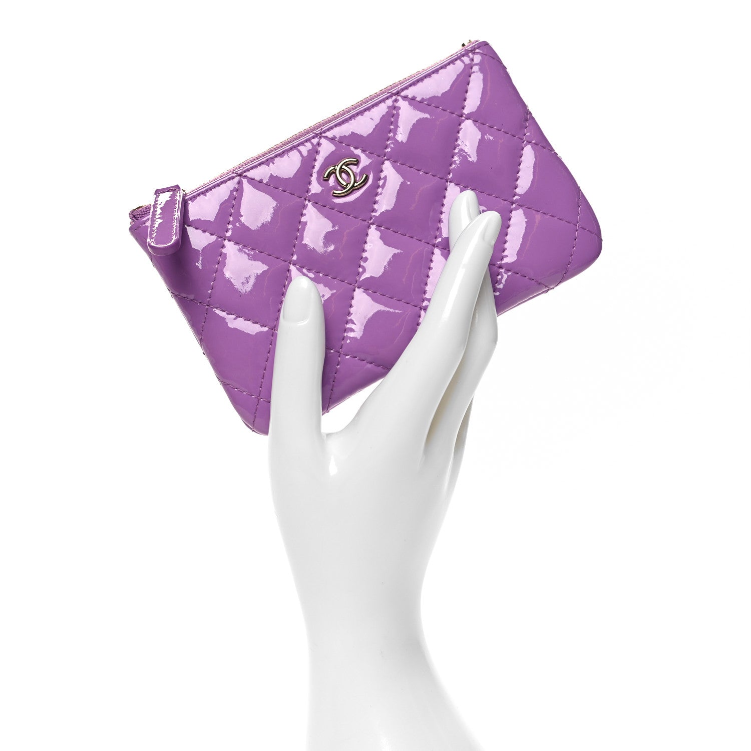 Chanel Patent Quilted Small Cosmetic Case Purple 2 of 9