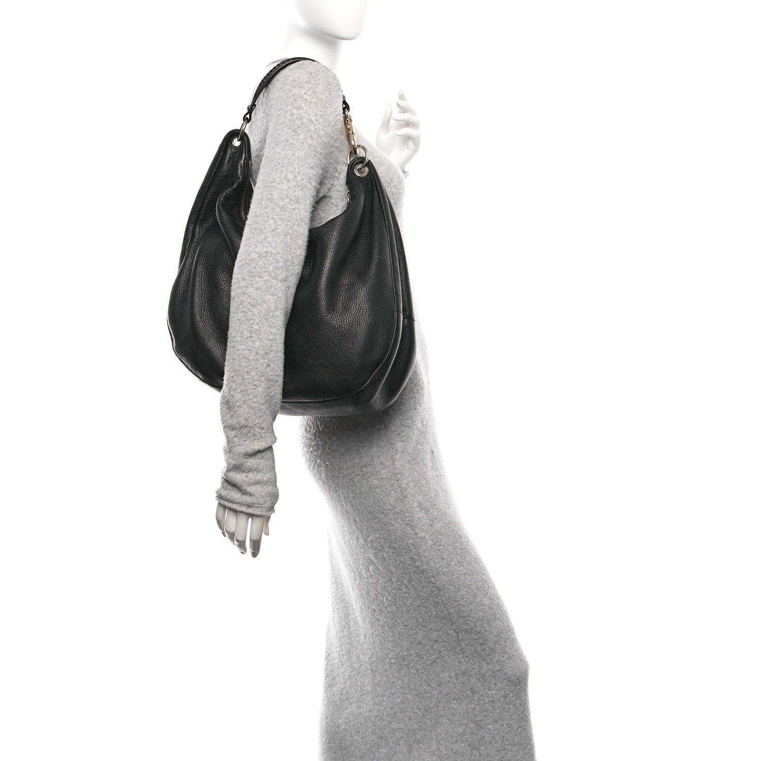 Jimmy Choo Deerskin Snakeskin Solar Hobo Black 2 of 12