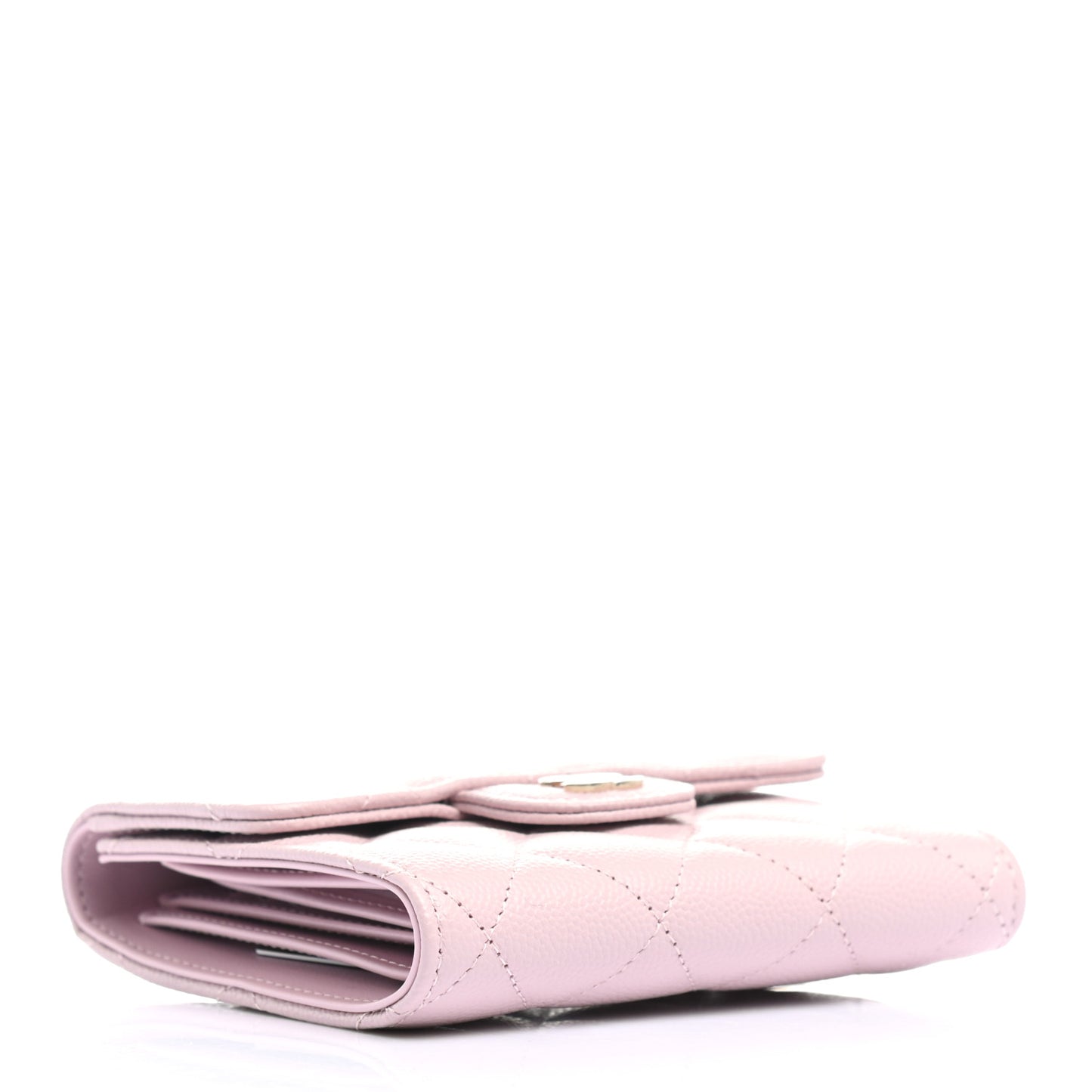 Caviar Quilted Compact Flap Wallet Light Pink