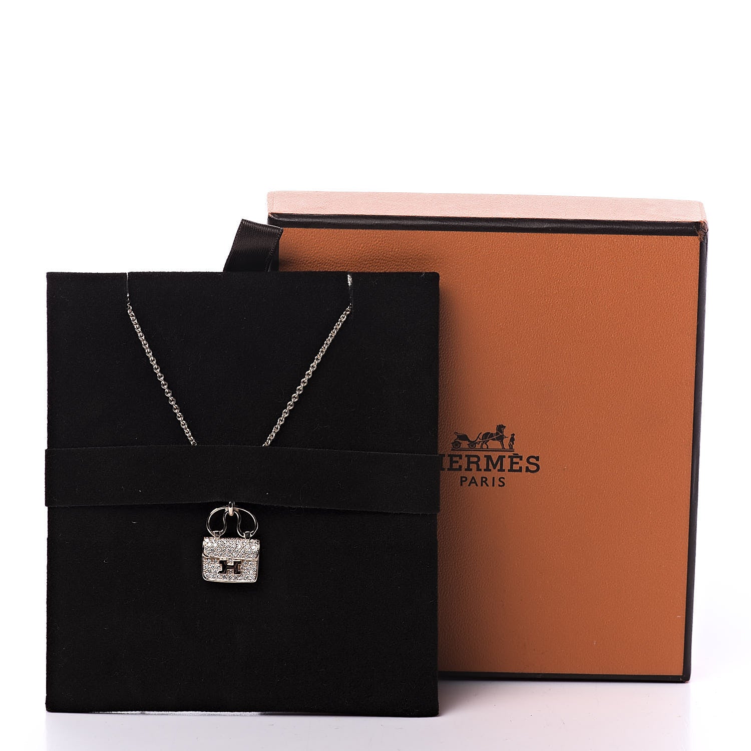 Hermes 18K Rose Gold Diamond Constance Amulette Pendant Necklace 7 of 7