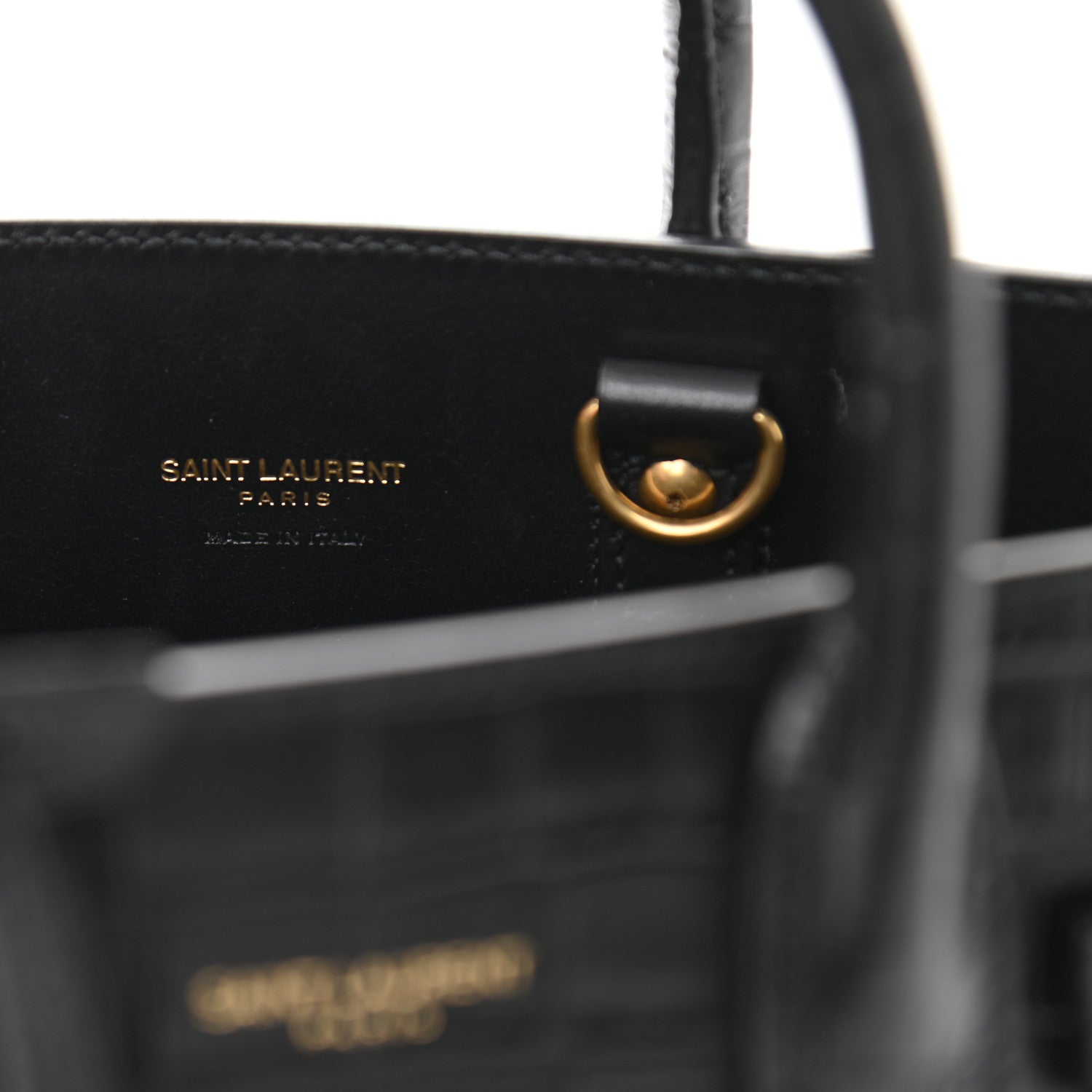 Saint Laurent Calfskin Crocodile Embossed Nano Sac De Jour Black 7 of 10