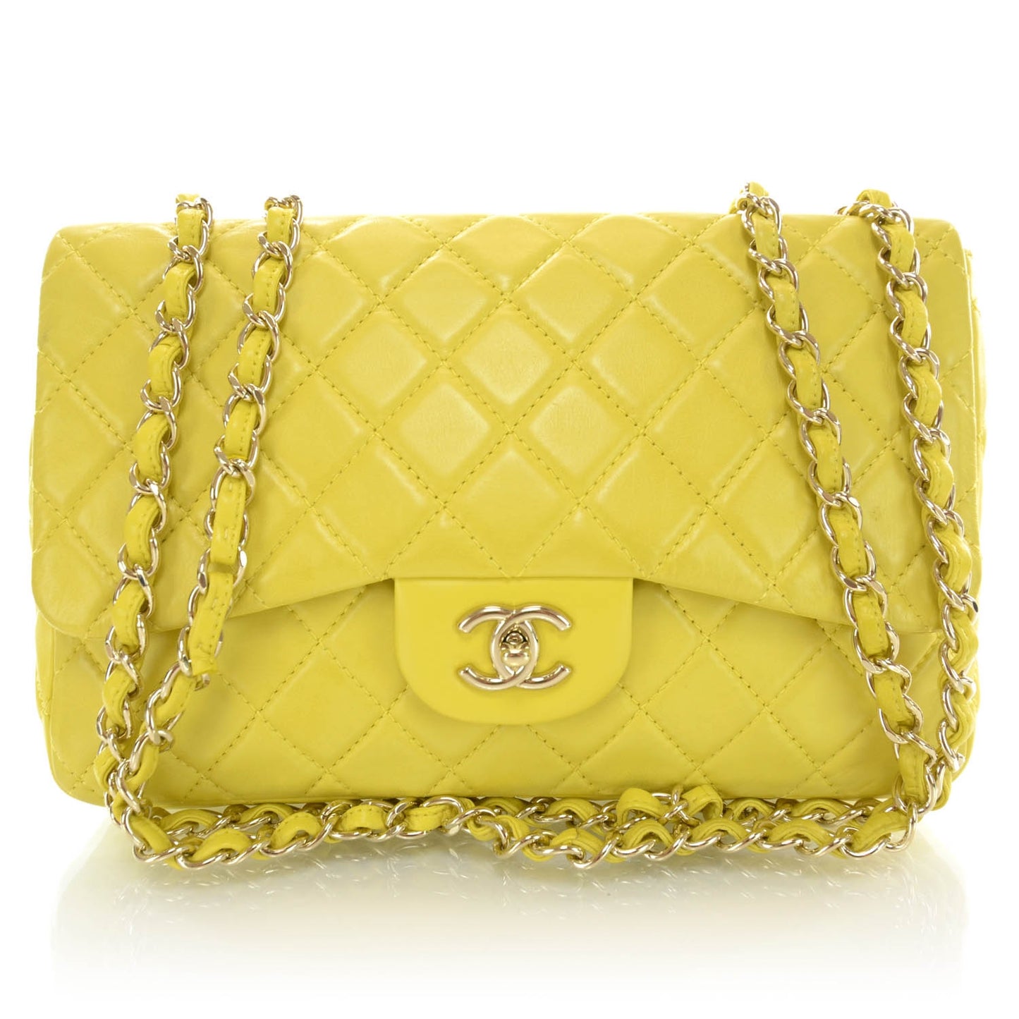 Lambskin Jumbo Single Flap Yellow