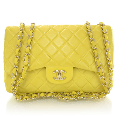 Chanel Lambskin Jumbo Single Flap Yellow 1 of 10