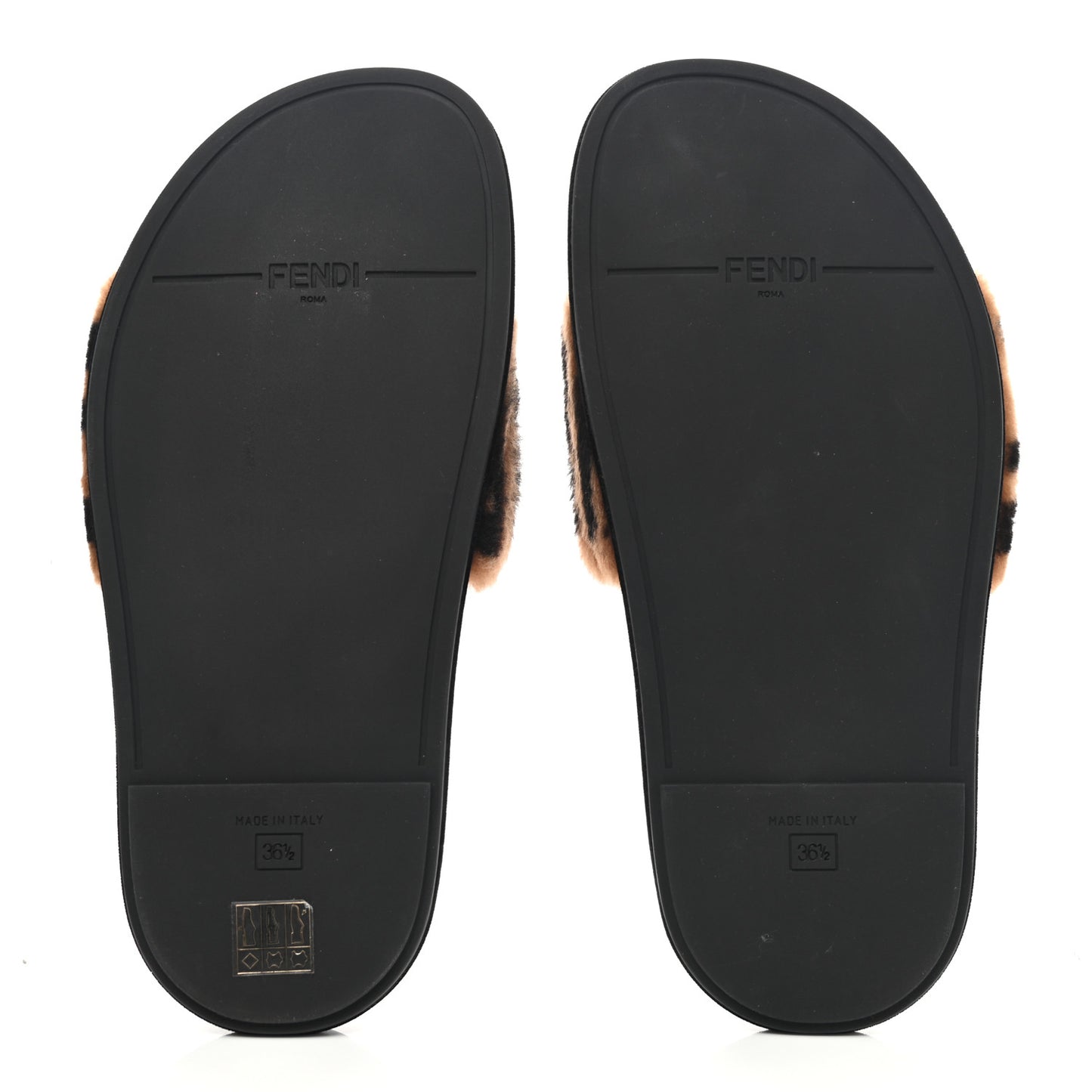 Shearling Macro FF Pool Slide Sandals 36.5 Scanbrown Black