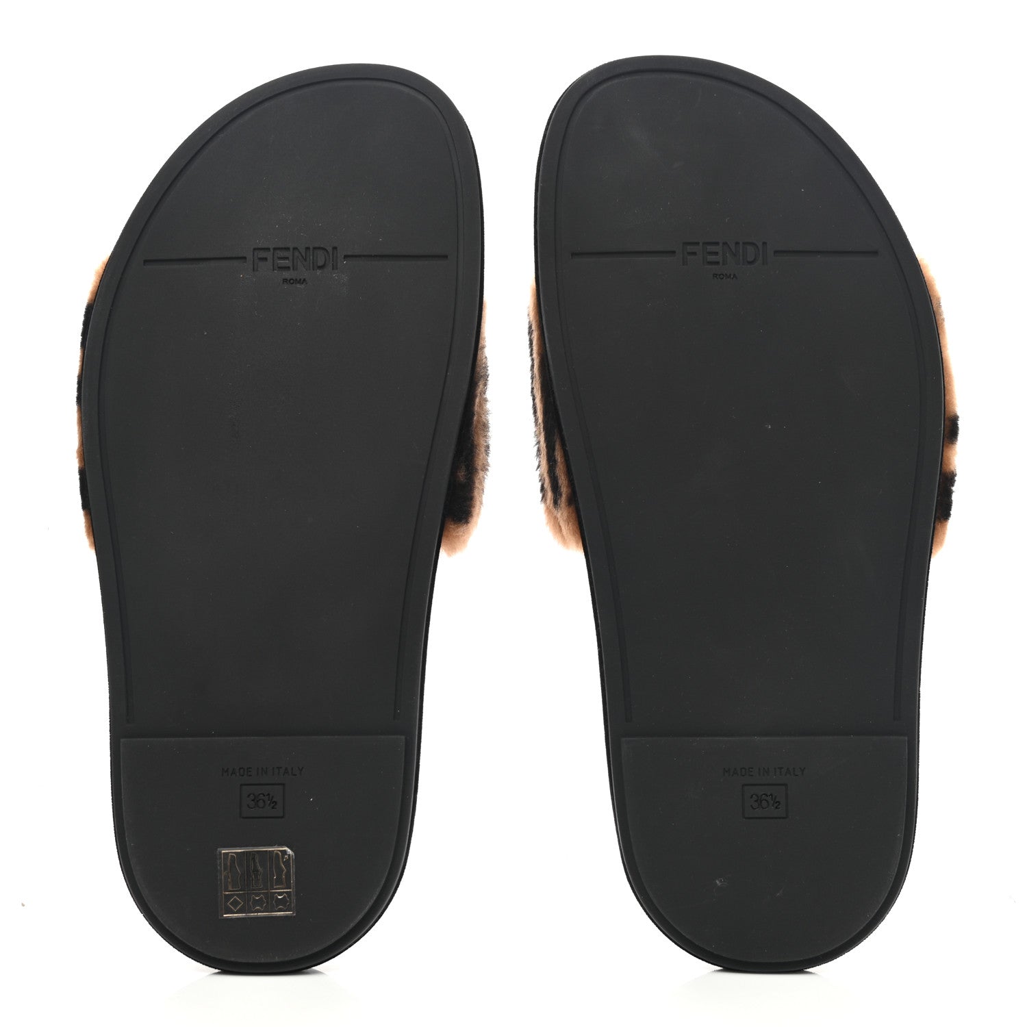Fendi Shearling Macro FF Pool Slide Sandals 36.5 Scanbrown Black 5 of 8