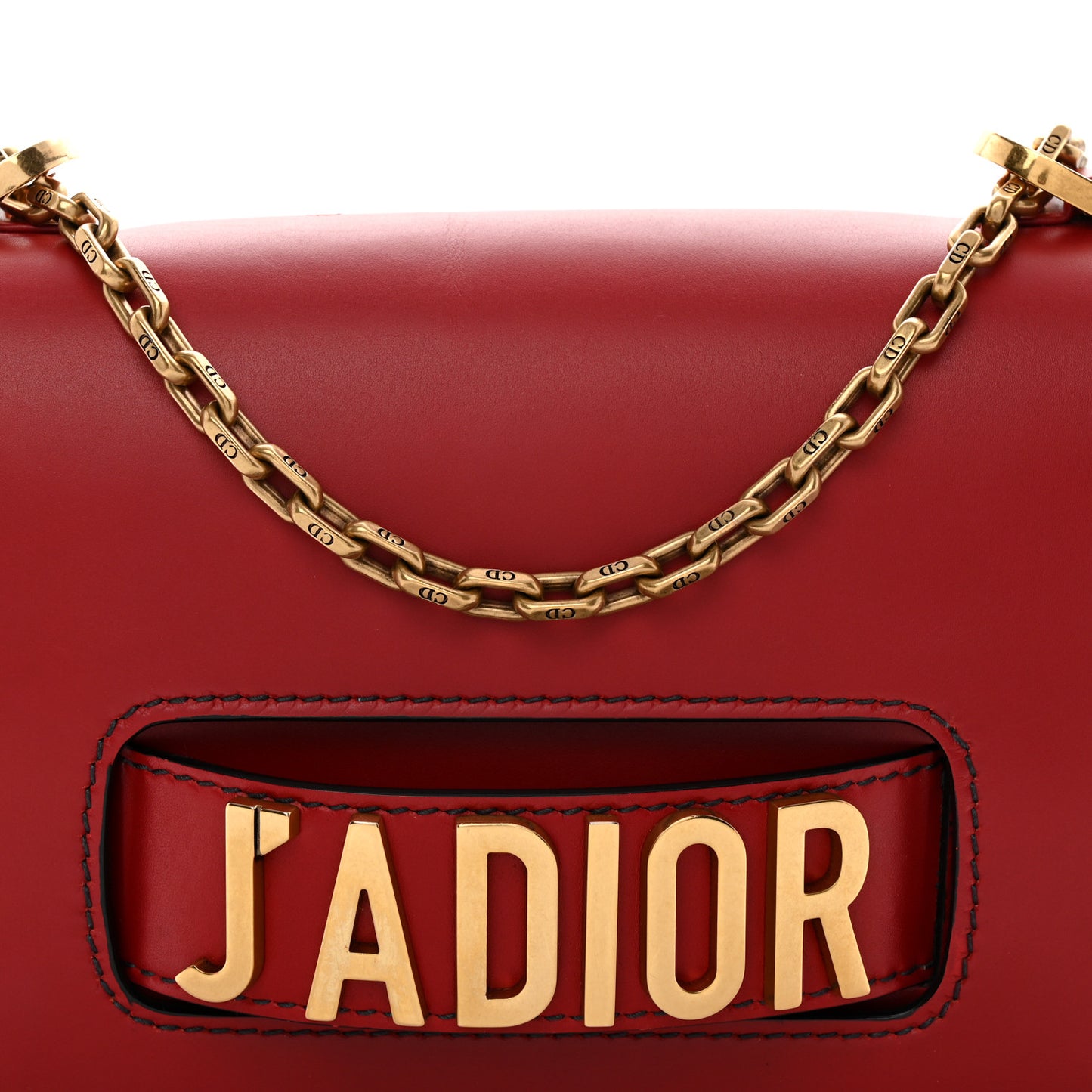 Calfskin J'Adior Chain Flap Bag Red