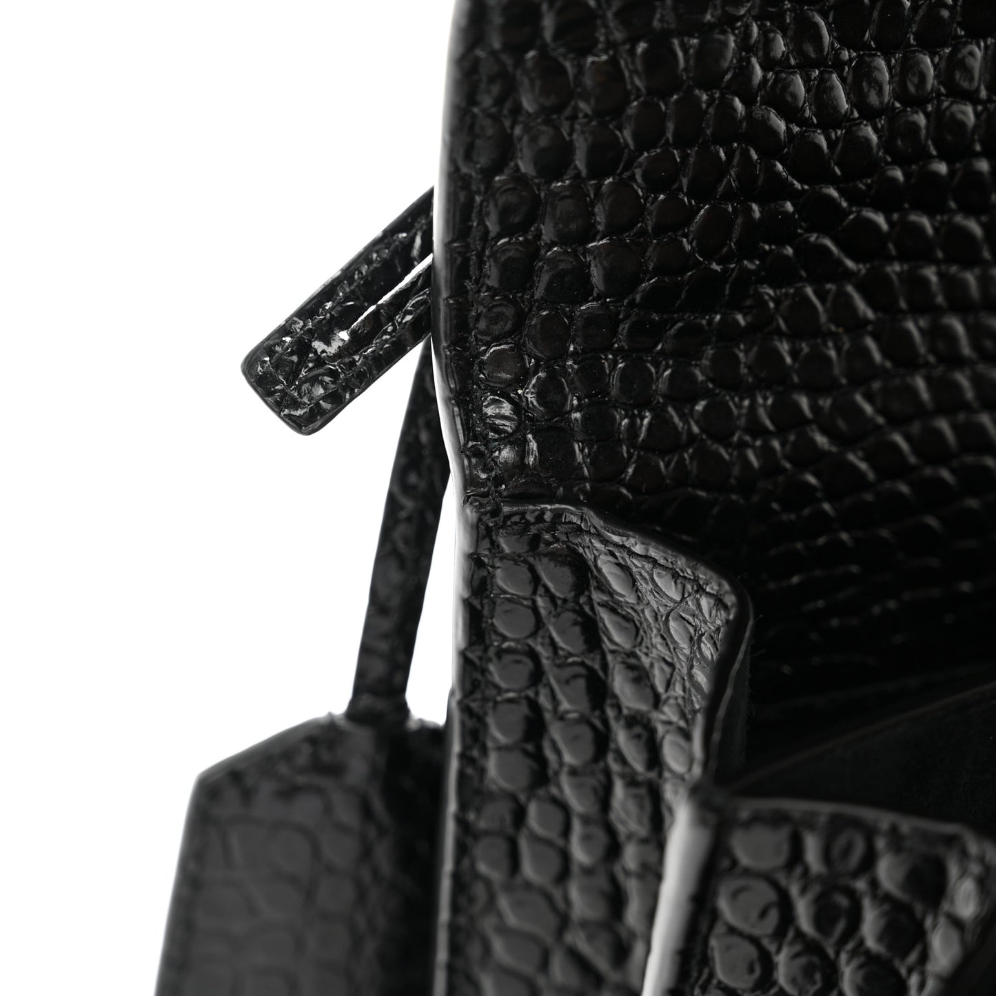 Calfskin Crocodile Embossed Large Monogram Sunset Black