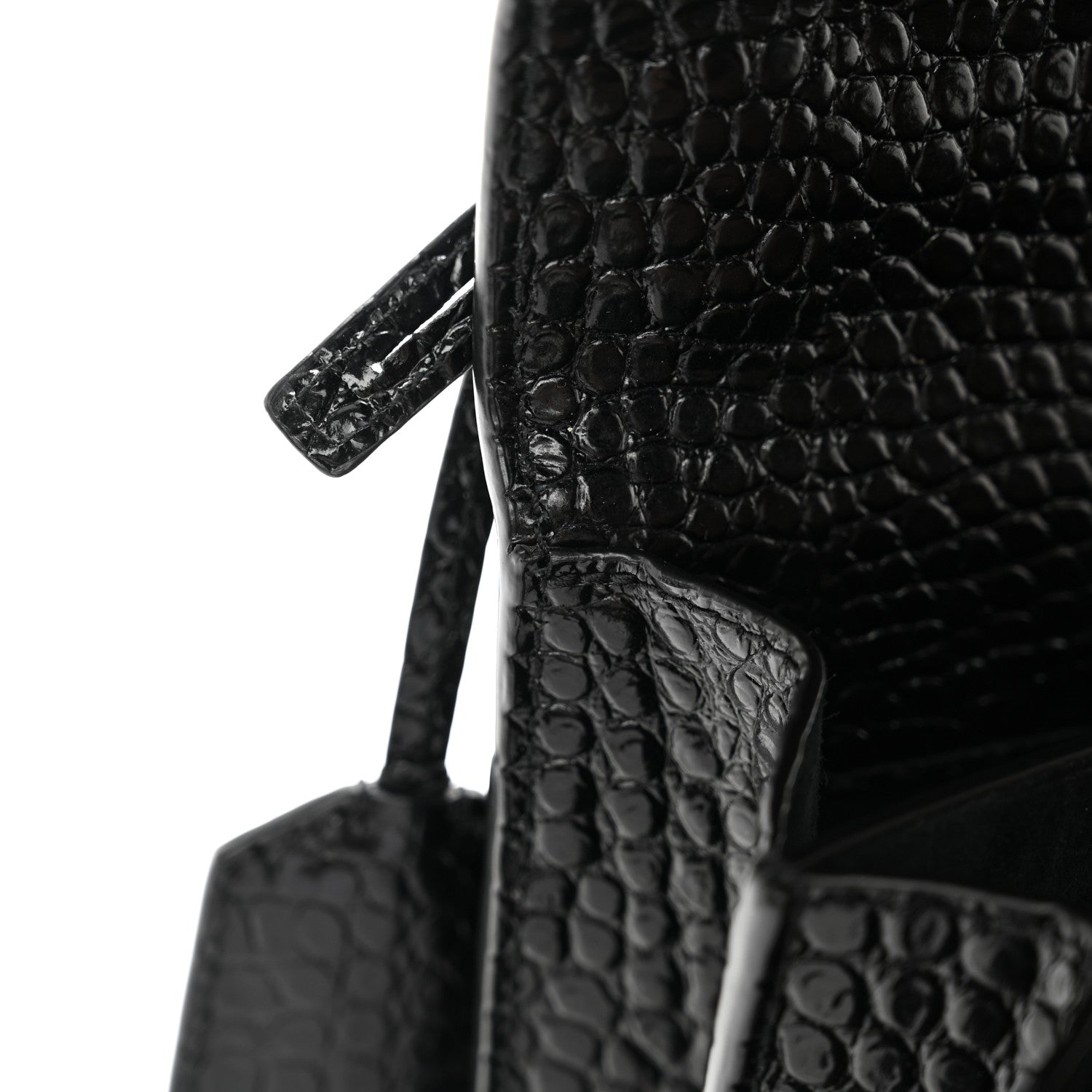 Saint Laurent Calfskin Crocodile Embossed Large Monogram Sunset Black 11 of 12