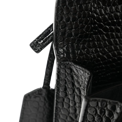 Saint Laurent Calfskin Crocodile Embossed Large Monogram Sunset Black 11 of 12