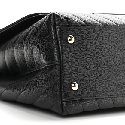 Chanel Caviar Lizard Embossed Quilted Chevron Small Coco Handle Flap Black 8 of 9