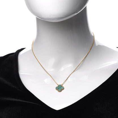 Van Cleef & Arpels 18K Yellow Gold Malachite Vintage Alhambra Pendant Necklace 2 of 8