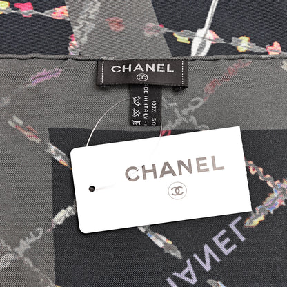 Chanel Silk Twill CC Scarf Grey 3 of 3