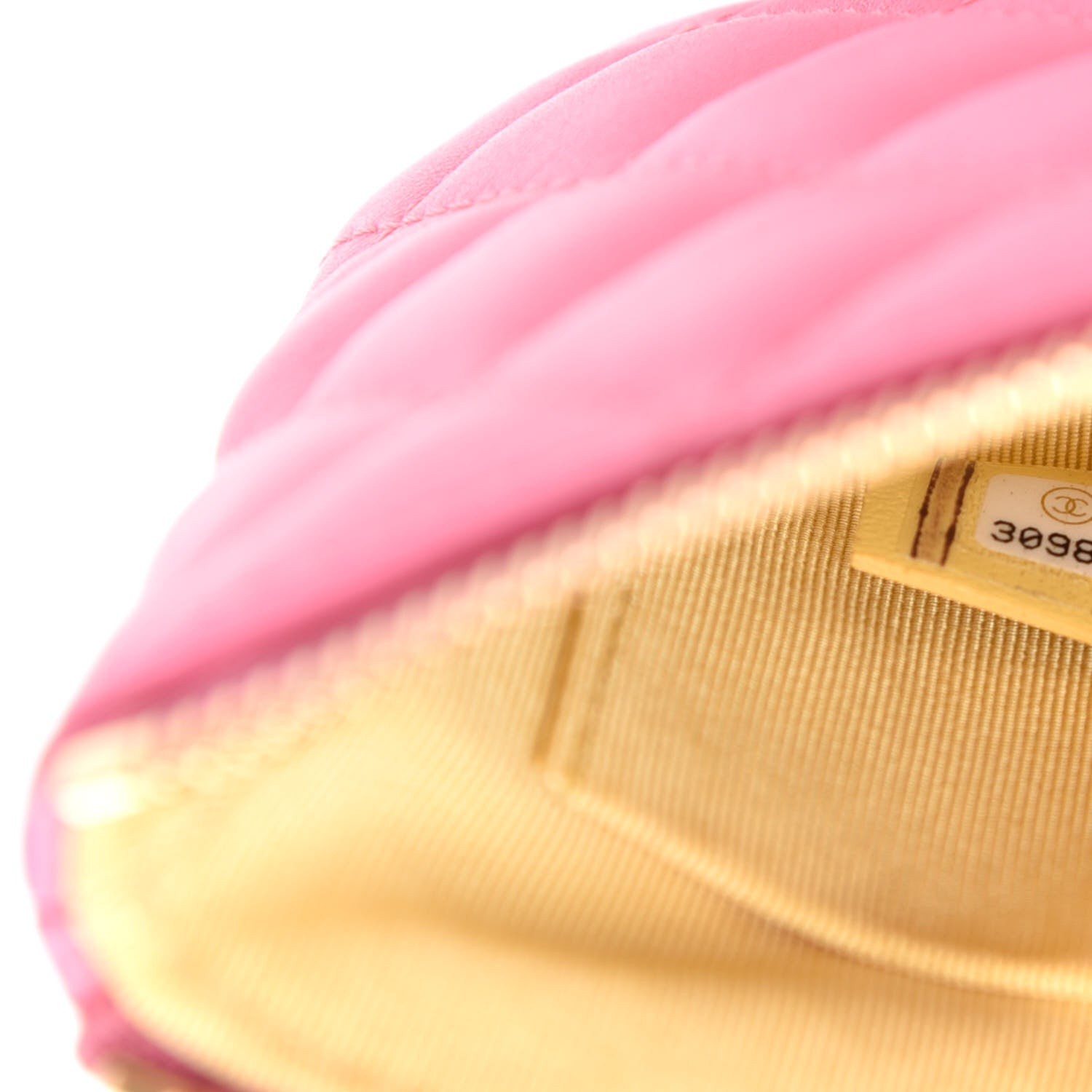 Chanel Lambskin Quilted Zipped Pouch Pink Yellow 7 of 10