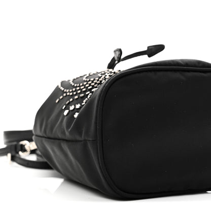 Prada Tessuto Saffiano Ricamo Sequin Crystal Embellished Mini Re-Edition 1978 Bucket Bag Black 8 of 10