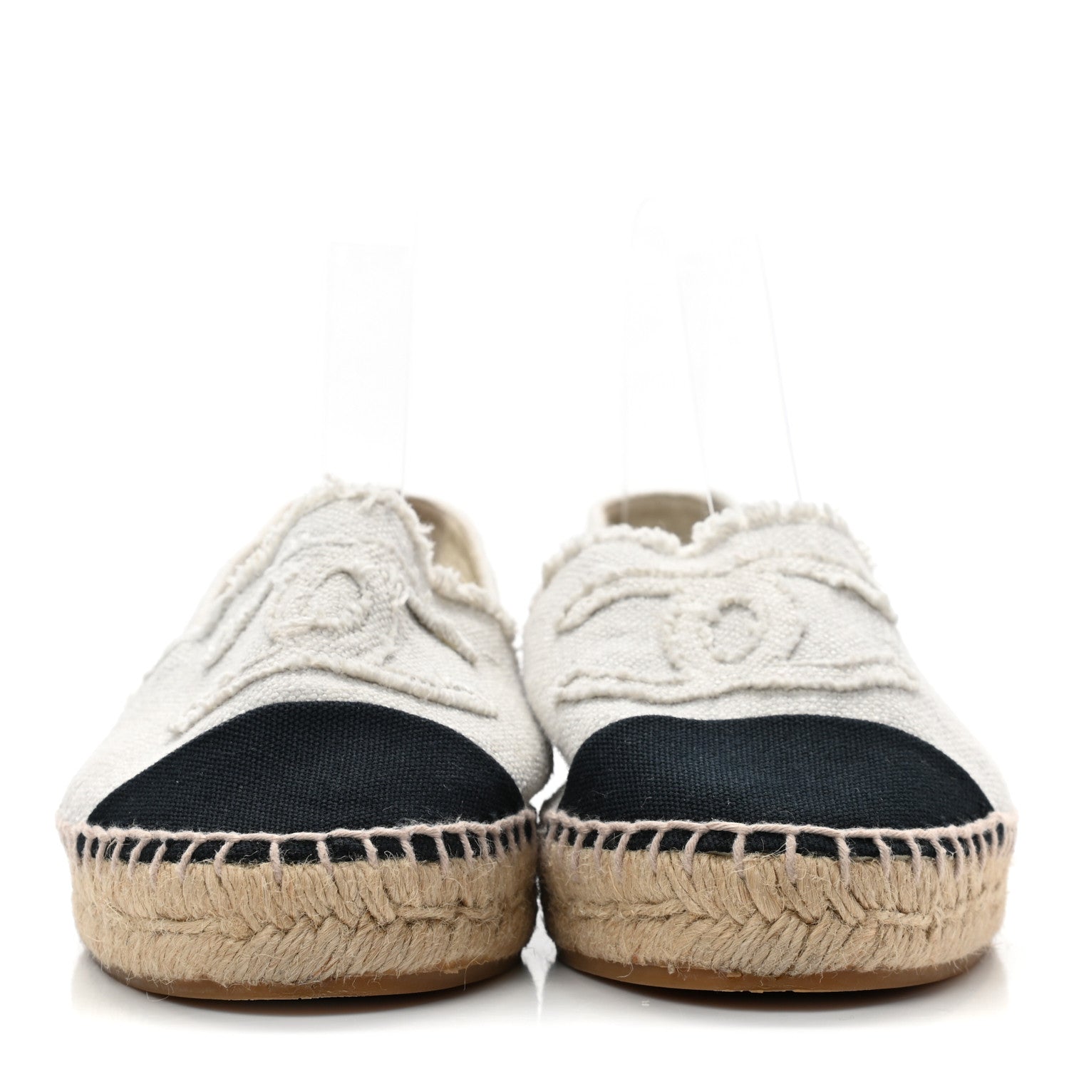 Chanel Linen CC Espadrilles 39 Beige Black 2 of 11