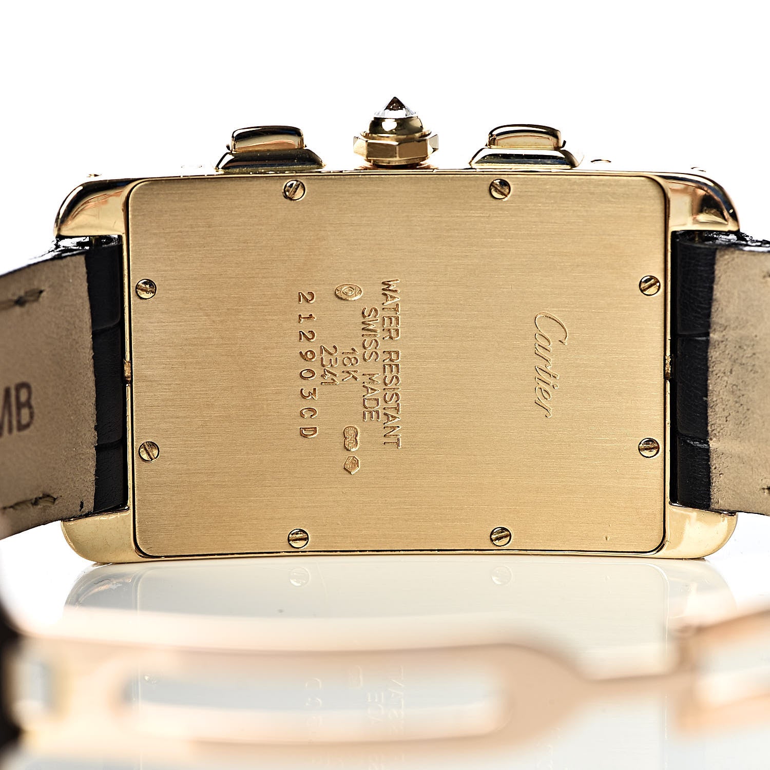 Cartier 18K Yellow Gold Alligator Diamond 26mm Tank Americaine Chronograph Quartz Watch 8 of 9
