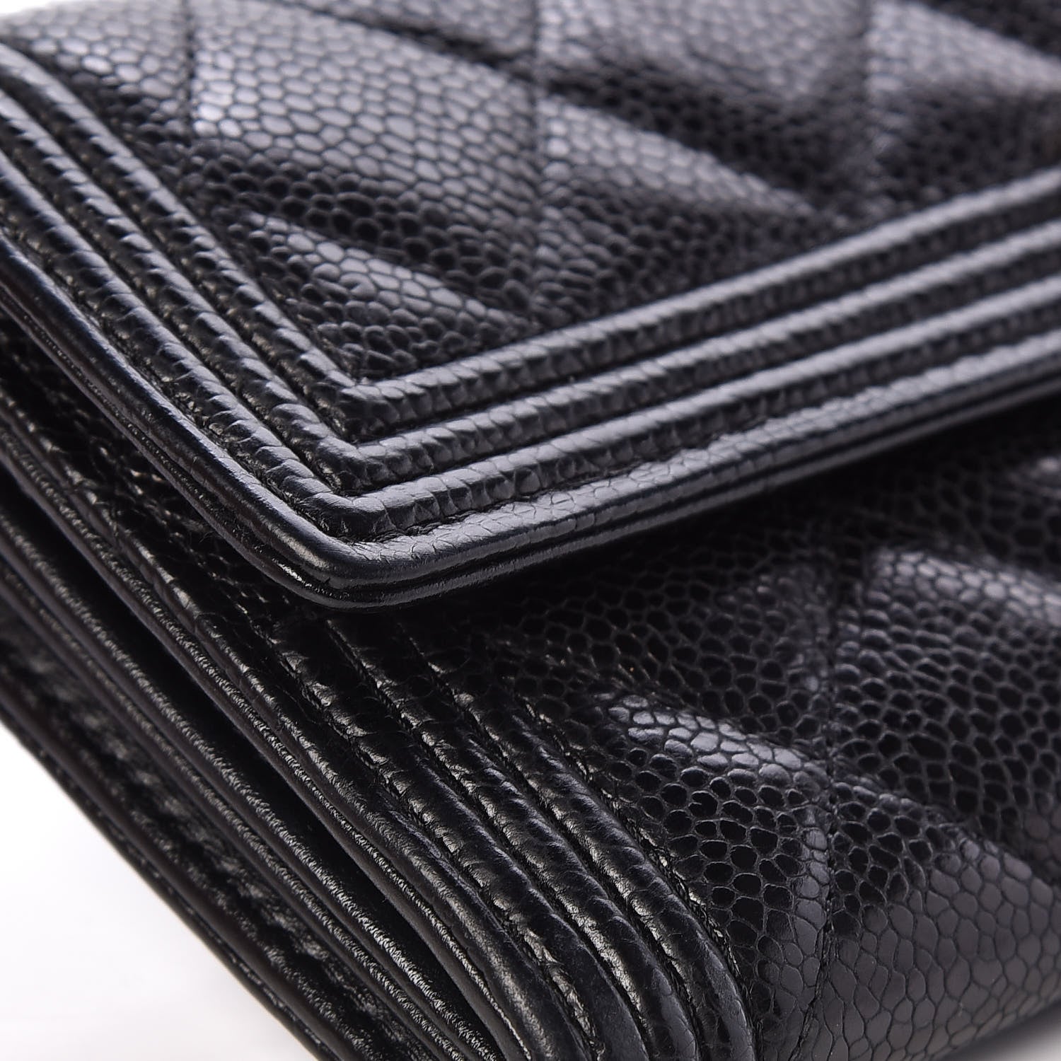 Chanel Caviar Quilted Large Boy Gusset Flap Wallet Black 9 of 16