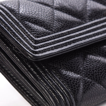 Chanel Caviar Quilted Large Boy Gusset Flap Wallet Black 9 of 16