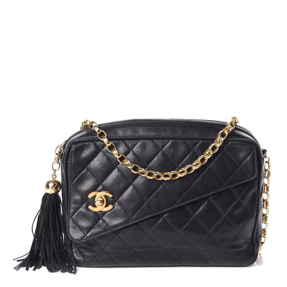 Chanel Lambskin Quilted Flap Tassel Camera Case Navy 1 of 9
