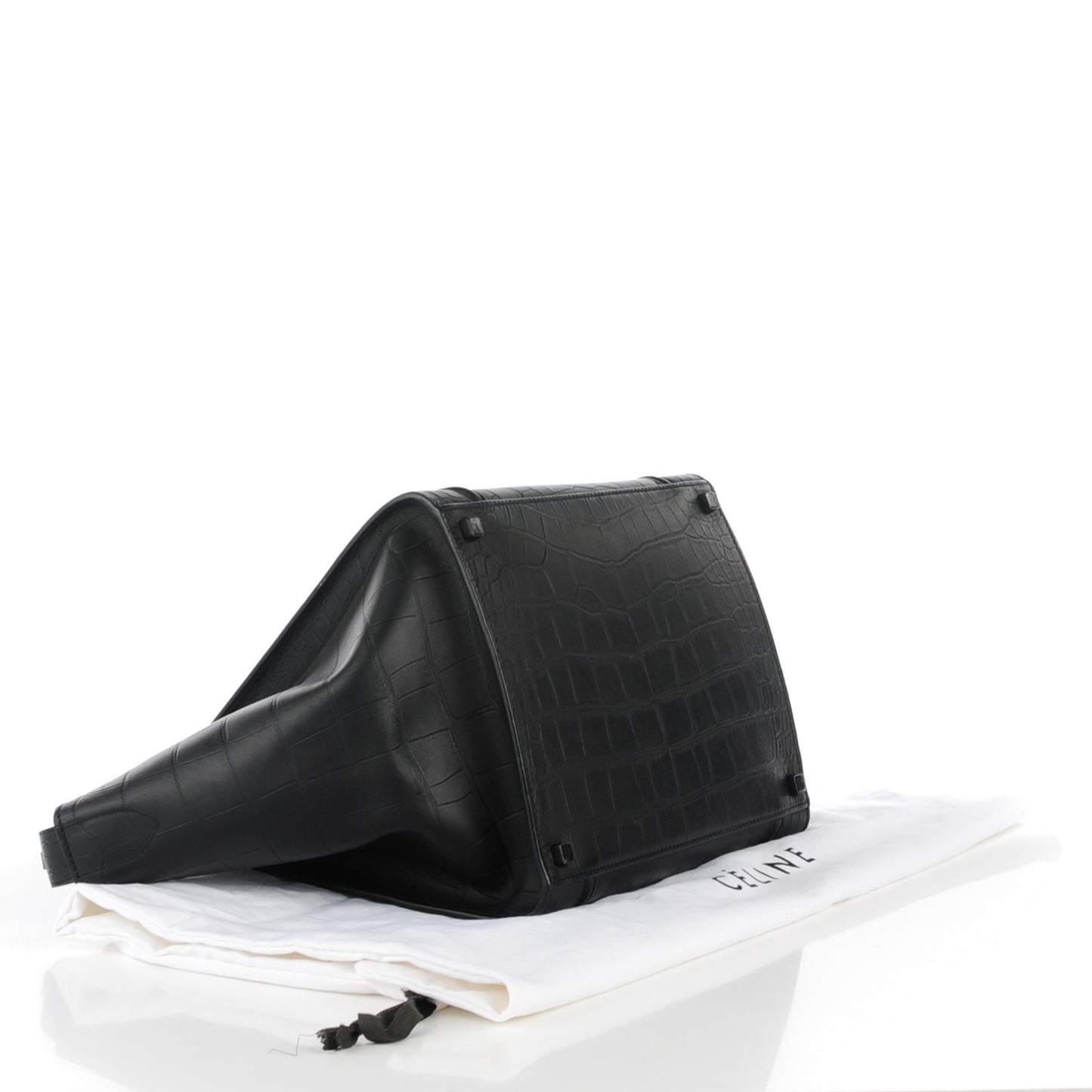 Crocodile Embossed Calfskin Medium Phantom Luggage Black