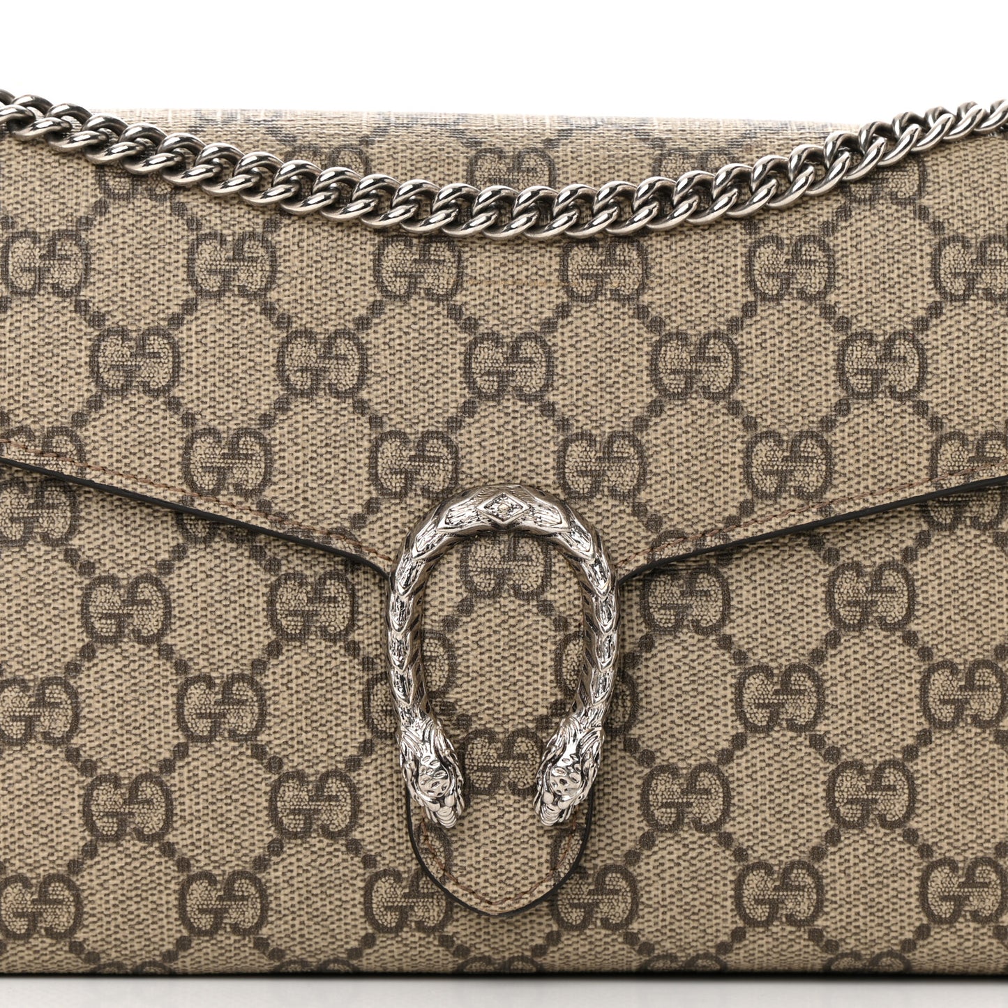 GG Supreme Monogram Mini Dionysus Chain Wallet Beige Taupe