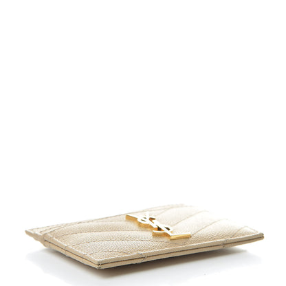 Saint Laurent Grain De Poudre Matelasse Chevron Monogram Credit Card Case Nude Powder 4 of 12